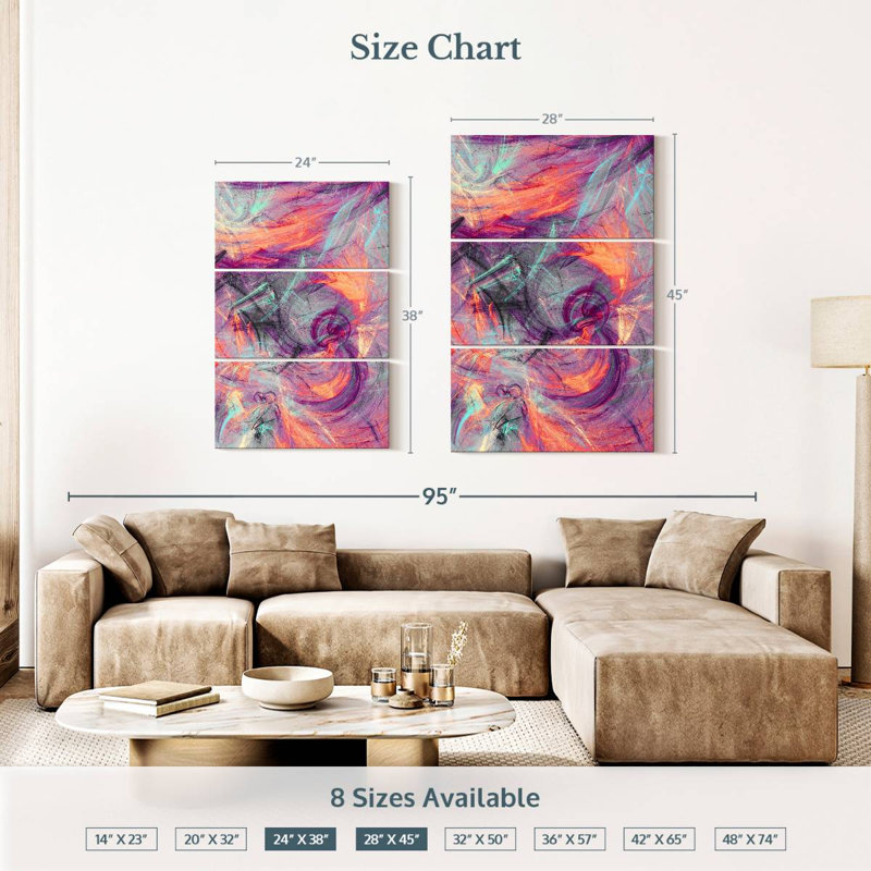 Avery Unicorn Streaks Abstract, 38" H x 24" W