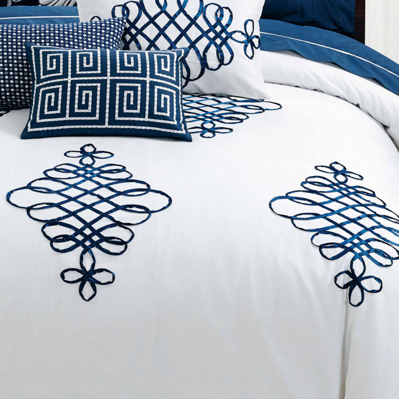 Cotton Abstract Duvet Cover Set with Pillowcases, 160 x 200cm Duvet Cover + 2 Pillowcases