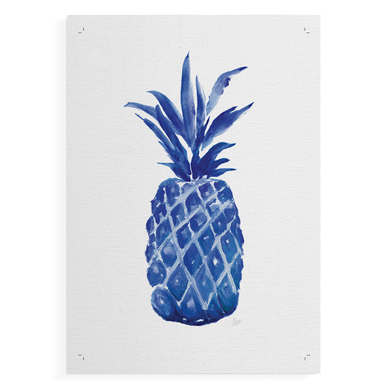 Ananas indigo - impression sur toile seulement - non encadrée, H 18 po x l 12 po