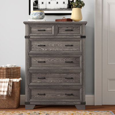 Lacroix 6-Drawer Standard Chest, Brushed Steel