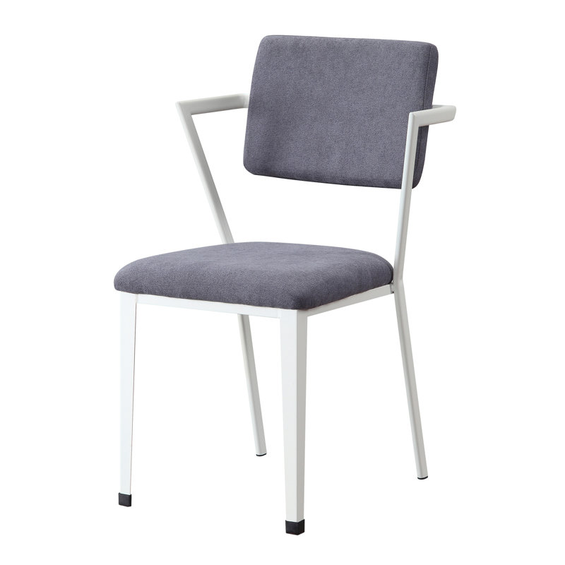Grey And White Open Back Upholstered Office Chair, White