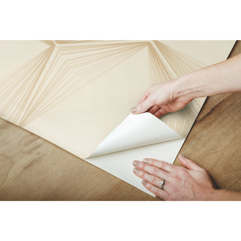 Geometric Peel & Stick Wallpaper Roll, Sand/Gold