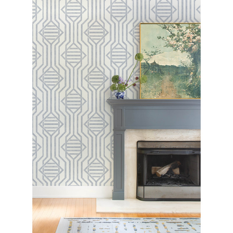 Essex Dark Blue Geometric Wallpaper, Dark Blue
