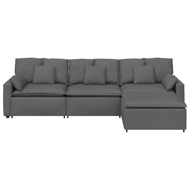  Canapé modulaire avec repose-pieds et coussins gris foncé, H 25,2 po x l 127,6 po x P 80,7 po