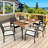6 - Person Solid Wood Patio Dining Set Umbrella Hole Included Rectangular Table with Cushions Included-1868478283