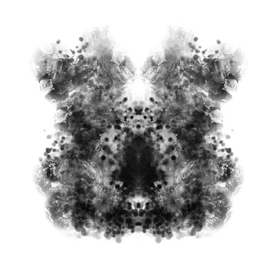 Abstract Monochrome Inkblot - Wrapped Canvas Print