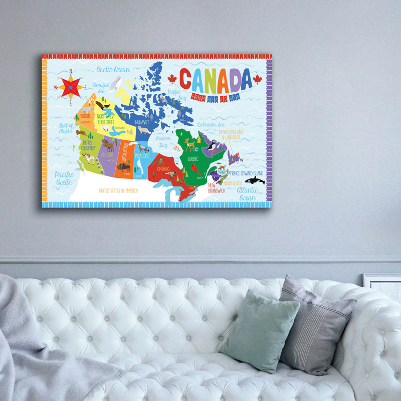 «Epic Graffiti» «Canada Map» par Erin Clark, art mural sur toile, 60 po x 40 po