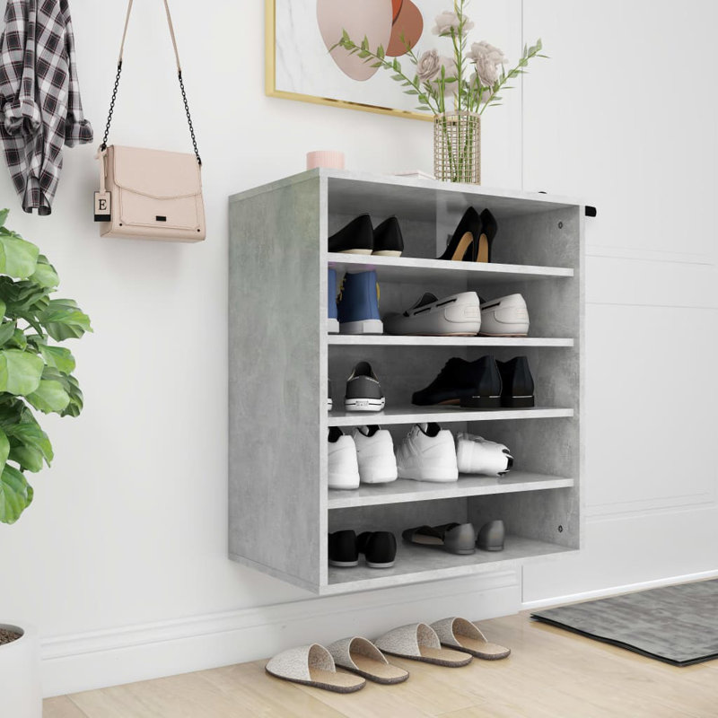 Shoe Cabinet Engineered Wood, Concrete Grey