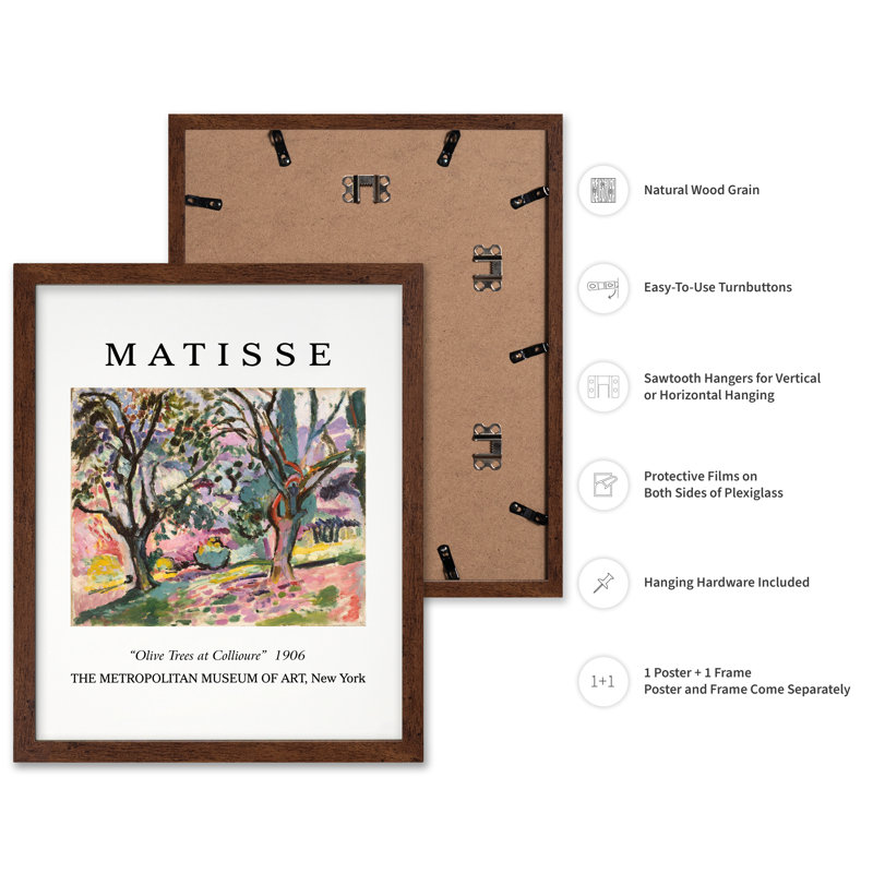 Henri Matisse - Oliviers à Collioure, Affiche, H 16 po x l 20 po, Encadrement brun