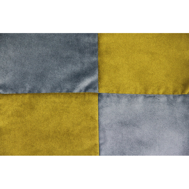 Ephialtes Patchwork Square Throw Cushion, 49 x 49cm, Petrol Blue/Lime