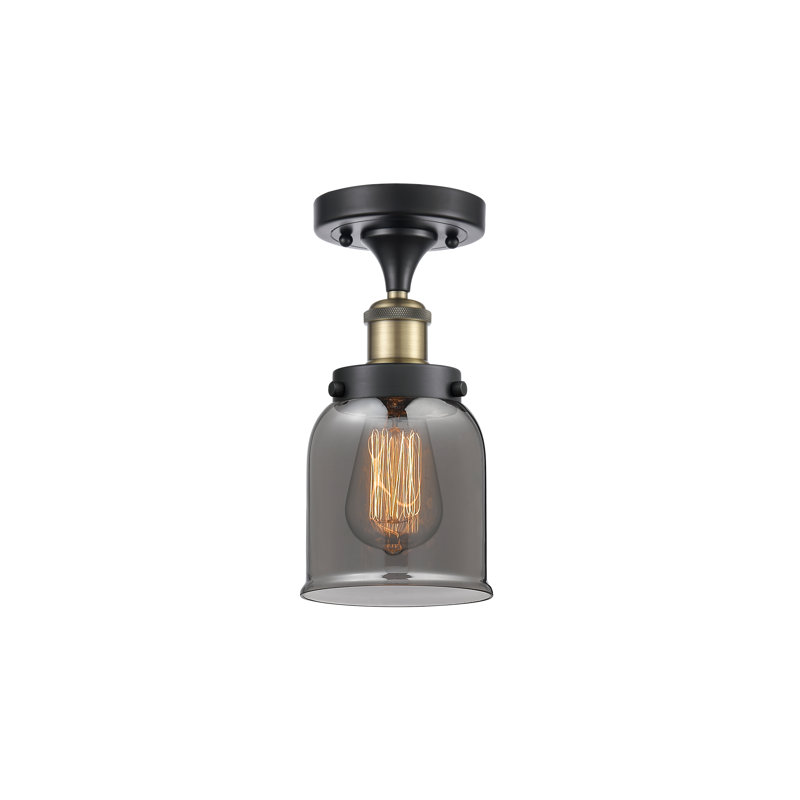 Plafonnier semi-encastré 1 lumière Ballston Urban Bell, Noir / laiton antique, H 11 po x l 5 po x P 5 po