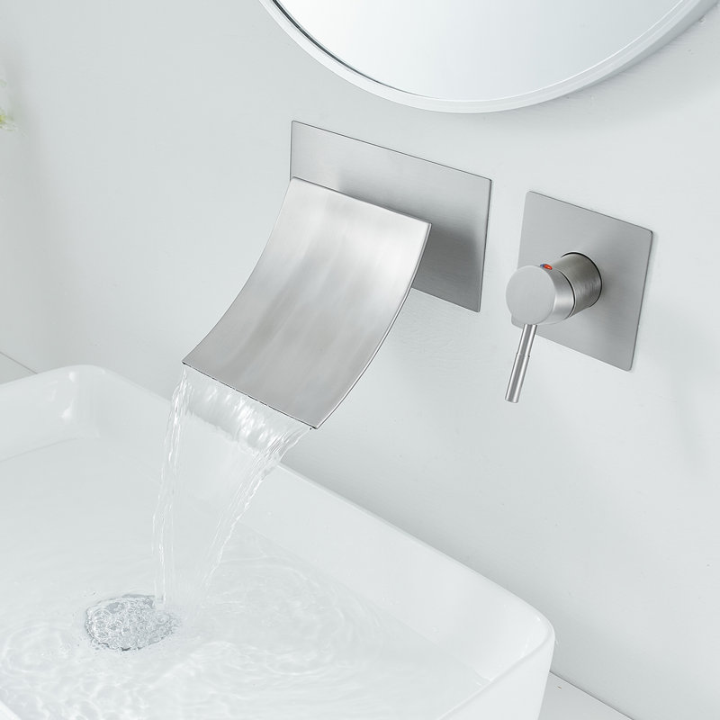 Wall Mounted Optional Single-handle Bathroom Faucet, Brushed Nickel