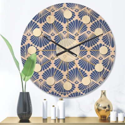 Horloge murale rétro en bois - vagues bleues rétro