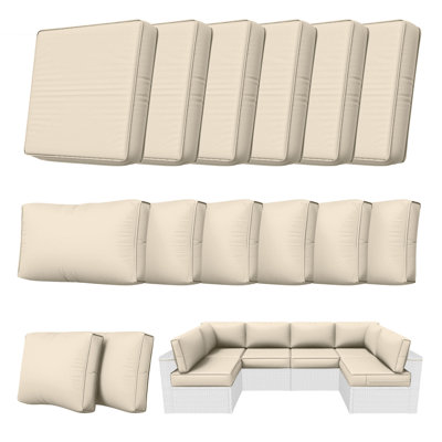 Outdoor 5" Replacement Cushion Set Seat/Back Cushions (Set Of 6 Cushions, 6 Backrests, 2 Corner Cushions)-Cushion Set Only