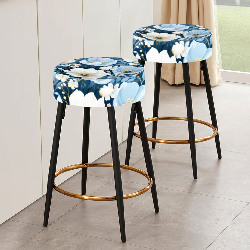 Ensemble de 2 tabourets de bar blancs et bleus Meadow Serenity