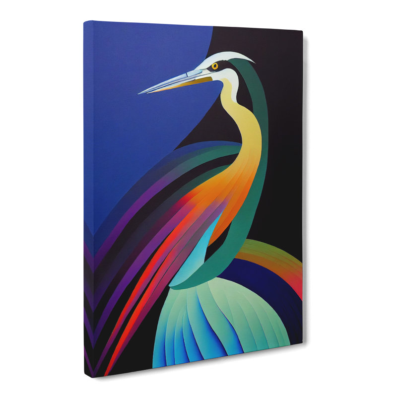 CAN-V0523-1147X Heron Bird In Abstract Vol.3 - Wrapped Canvas Print, 76cm H x 50cm W x 3cm D