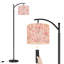 Lampe sur pied arquée avec abat-jour réglable, magnifique lampadaire floral rose, 3 températures de couleur, intensité variable, lampe sur pied avec interrupteur au pied pour chambre à coucher