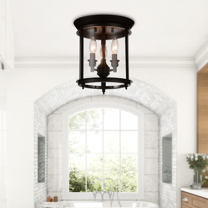 Tom 10" Oil Rubbed Bronze Flush Mount Light – 3-Light Ceiling Fixture with E12 Bulb Base – BACL Certified and 1-Year Warranty