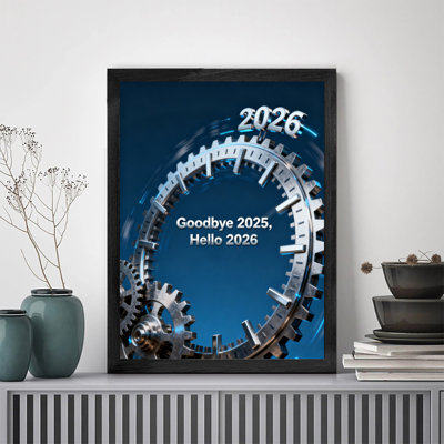 Art encadré noir, bonne année, bonjour 2026, impressions murales de style rétro