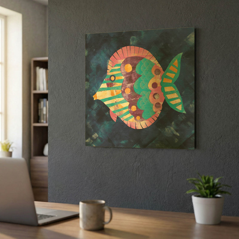 «Boho Reef IV» par Wild Apple, art mural en métal doré, 24 po x 24 po, 24"x24"