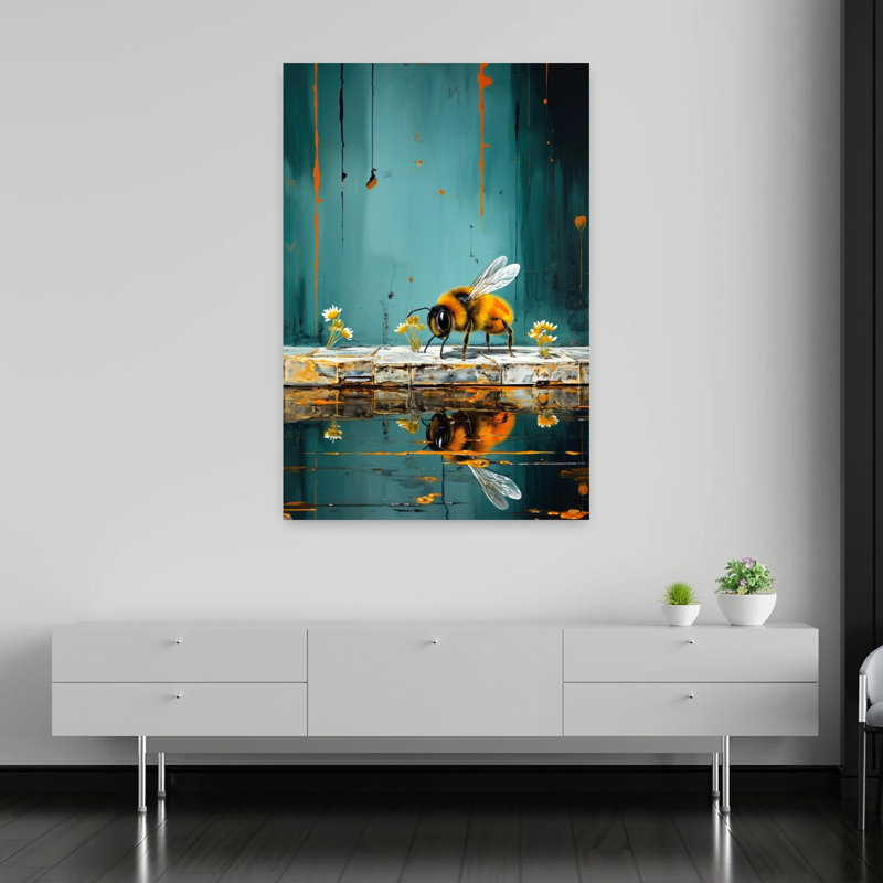 Bourdon, réflexion, abeille industrielle moderne, art urbain, impression murale, 60" H x 40" W