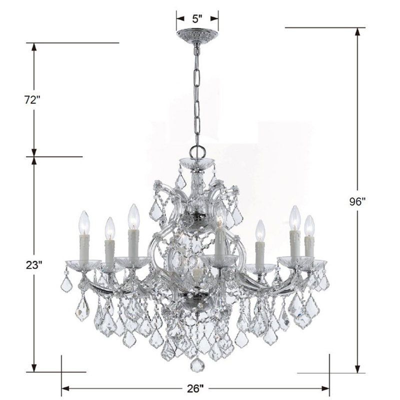 Weekes 9 - Light Glass Dimmable Classic / Traditional Chandelier, Hand Cut, Chrome