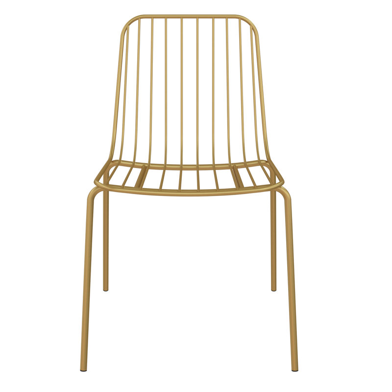 44cm H Slat Back Side Chair in Black, Gold