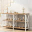 Table d'entrée de ferme avec tablettes de rangement, console de télévision industrielle, table de canapé en métal rustique, table de couloir de vestibule moderne pour le salon, chêne blanc et rustique