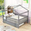 Full Size Wooden House Bed With Twin Trundle-507572707
