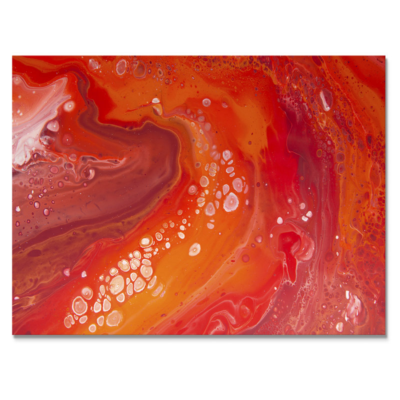 Vibrant Red Marble Landscape - peinture sur toile, H 34 po x l 44 po, Toile tendue