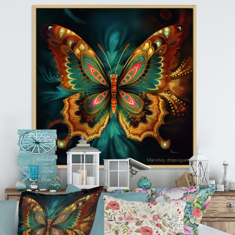 Papillon magique éthéré I, Cadre naturel flottant, H 36 po x l 36 po
