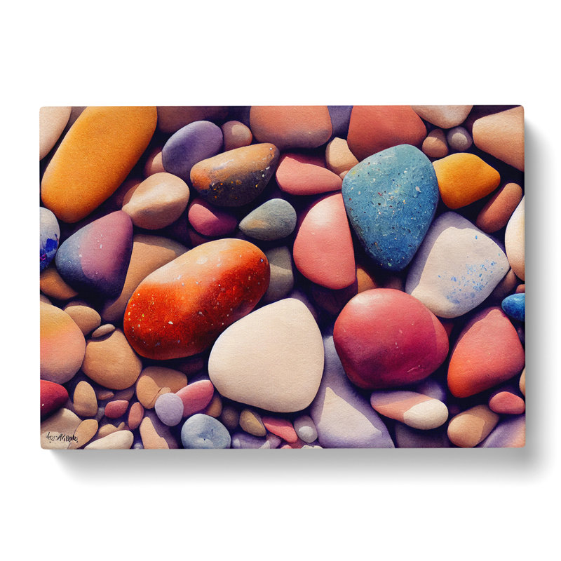 Colourful River Pebbles Vol.2 - Wrapped Canvas, 40cm H x 60cm W x 3cm D