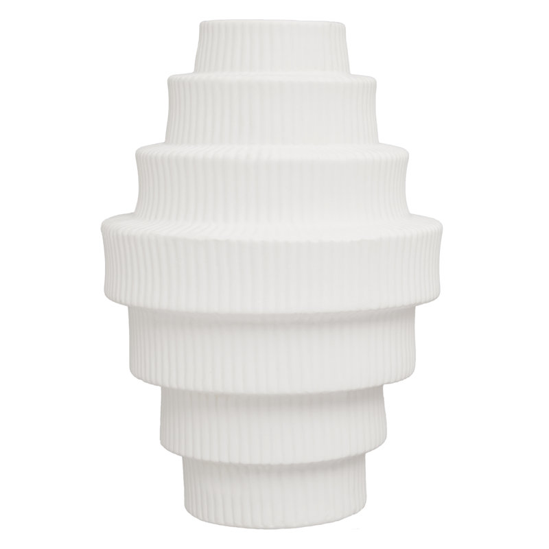 Antonietto Earthenware Table Vase, White, 26cm H x 18cm W x 18cm D