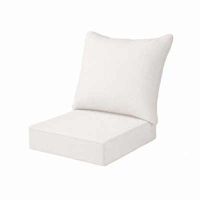 2-Piece Indoor/Outdoor Deep Seat Patio Chair Cushion Set, 24" x 24" Seat Cushion and 22.5" x 24" Back Pillow, Water-Resistant Fade-Resistant Covers, Foam and Fiber Fill, Removable Zippered Covers