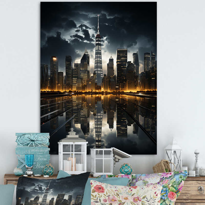 Hoddesdon gratte-ciel monochromatique Metropolis II - impression, H 20 po x l 12 po x P 1 po, Toile tendue