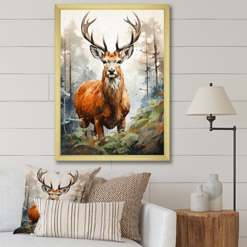 Deer Wonderers IV, H 44 po x l 34 po x P 1,5 po, Cadre doré à une seule photo