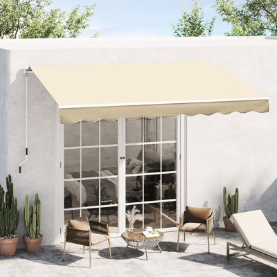 Auvents de patio 10 pi x 8 pi, parasol avec manivelle manuelle et eau, cadre en aluminium pour terrasse de balcon, auvent beige 8 pi, toile de protection contre le soleil, balcon,