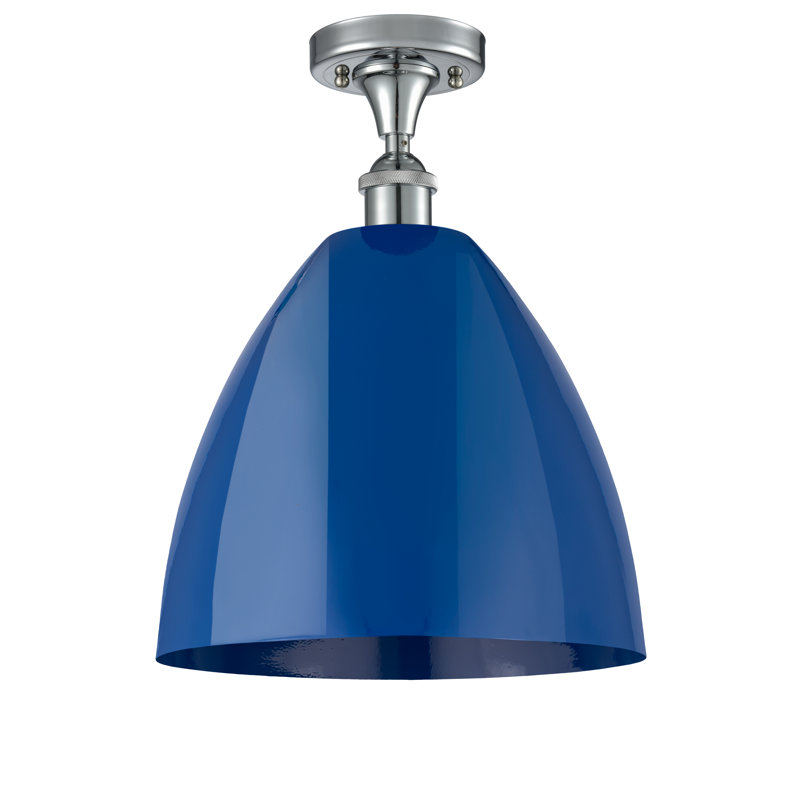 Semi Flush Mount, Blue, Polished Chrome