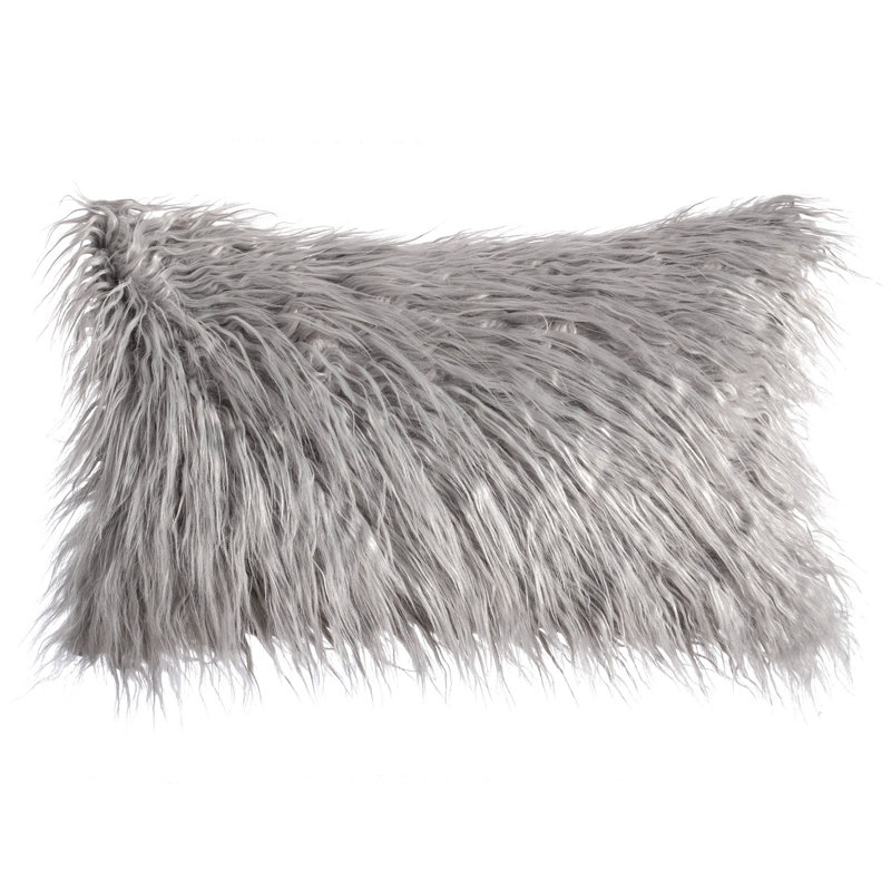 Housse de coussin en fausse fourrure seulement, Gris clair