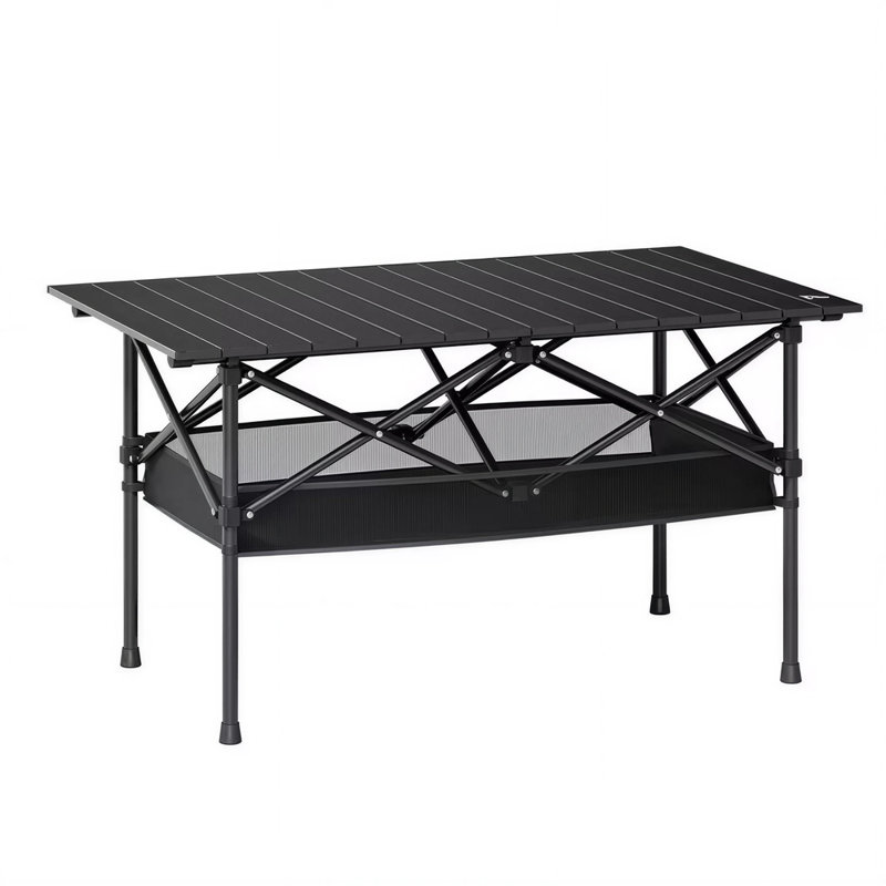  Table de camping rectangulaire pliante en métal pour l'extérieur