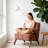 Mid-Century Modern Cloud-Shaped Accent Chair – Soft Chenille Fabric Lounge Armchair with Solid Wood Frame for Living Room, Bedroom, Balcony,-1781464381