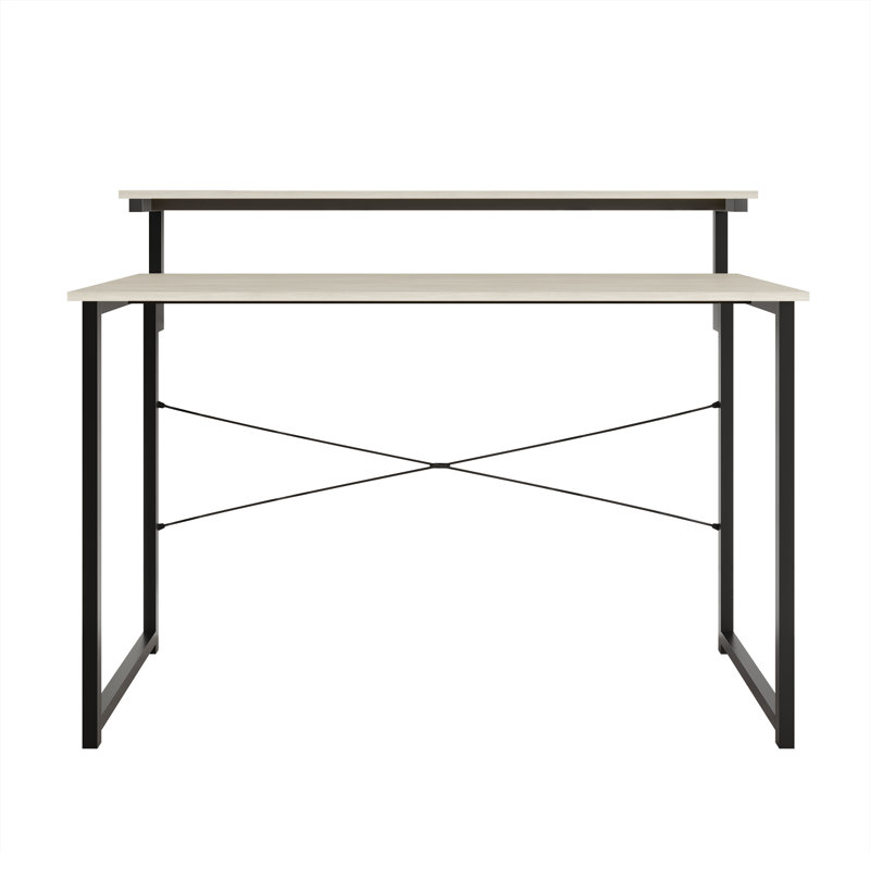 Metal Writing Desk With Shelf, 35.63" H x 47.24" W x 19.68" D, Light Gray