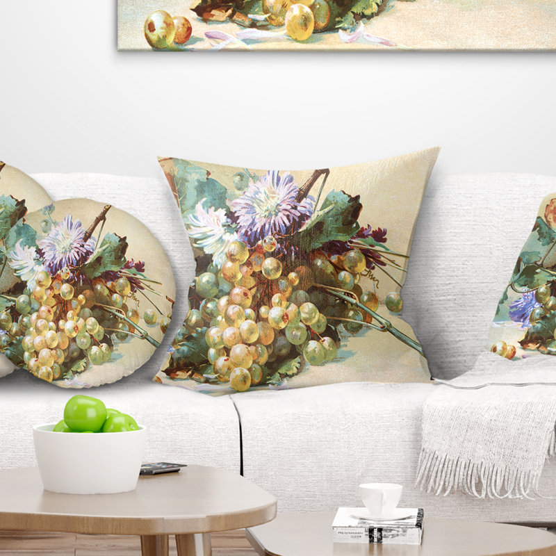 Oreiller floral à fleurs illustrées, 16 po x 1 po, Coussin décoratif
