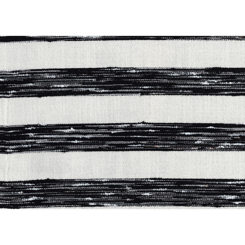 Black White Striped Fabric Pouf, Non-Slip Bottom, 300Lbs Weight Capacity, 16X16x16", Fully Assembled And Terrific Pouf With Modern Fabric, 16"H X 16"W 16"D, Zipper Closure, Put Together
