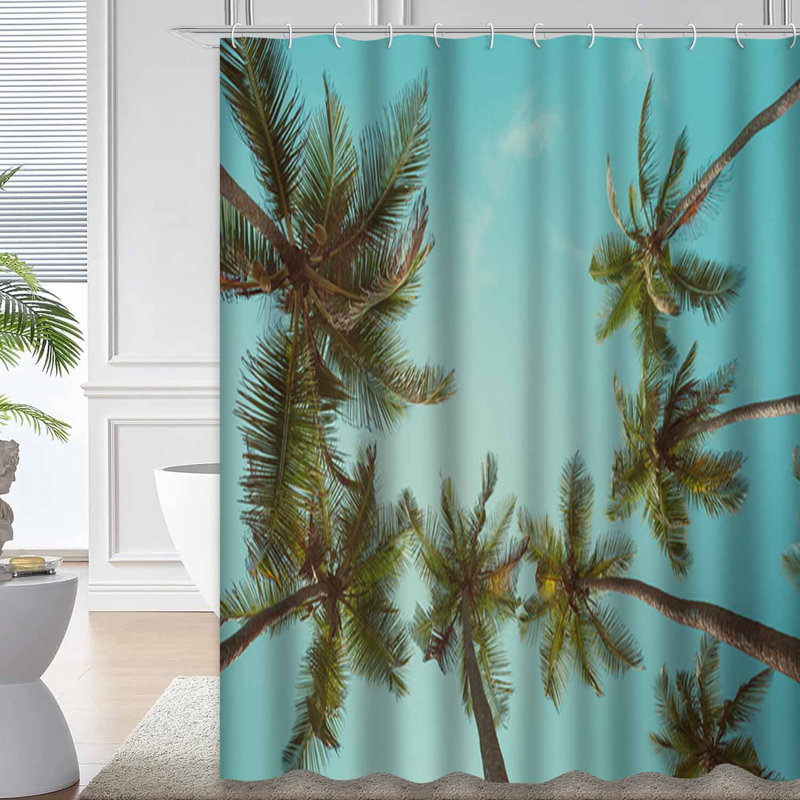 Rétro palmiers, ciel, été, plage, arbre, plage, mer, avec 12 crochets, L 72 po x l 72 po