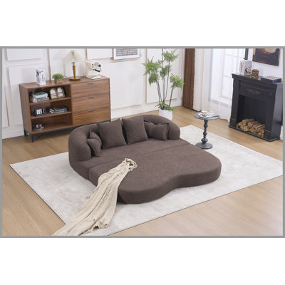 2-in-1 Foldable Sofa Bed,70 Inch Folding Boneless Couch Convertible Compressed Sleeper Sofabed, 4 Pillows for Living Room Apartment, Brown