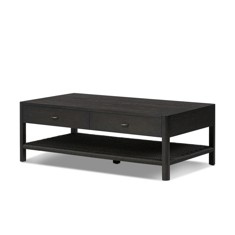 Zuma Solid Wood Coffee Table, Smoked Black Ash