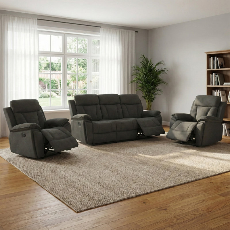 Tairi 3 Piece Reclining Sofa Set, Chocolate