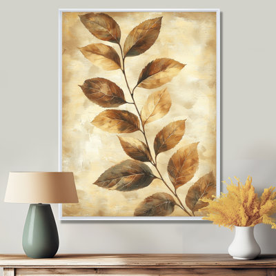 Margo brun délavé sépia feuilles I - feuilles grand art mural