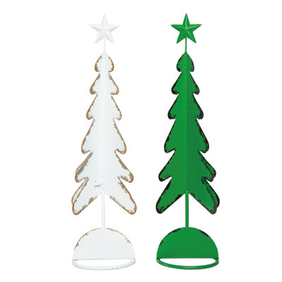  Small Metal Dimensional Tree Set of 2 Christmas Home Decorations
